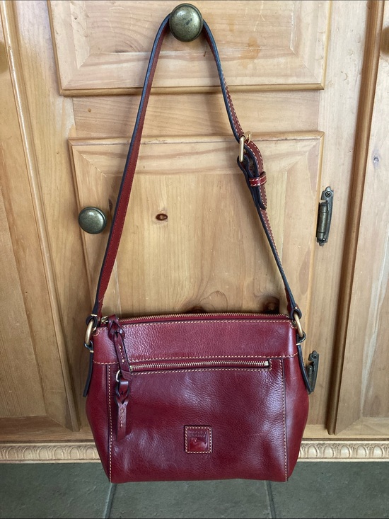 Dooney & Bourke Handbags - Dooney & Bourke Burgundy Leather Crossbody with Brass Hardware
